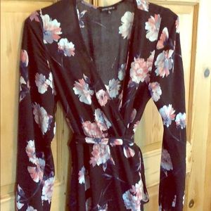 Floral wrap-waist maxi dress